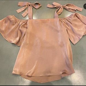 Off the shoulder bow pink top